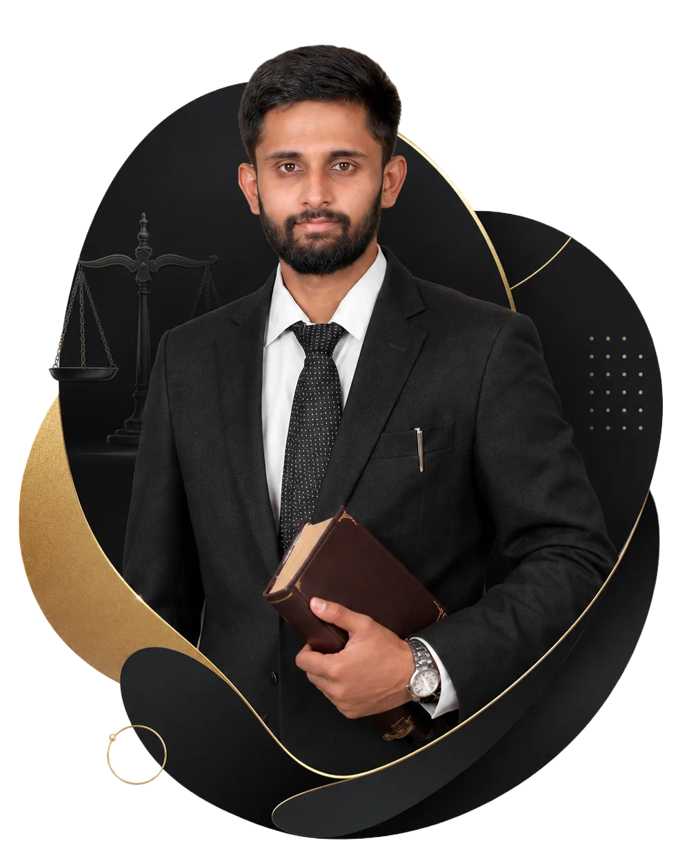 Advocate E.A. Ashwin Datha founder of EA Legal, a law firm in Bangalore, with abstract legal design