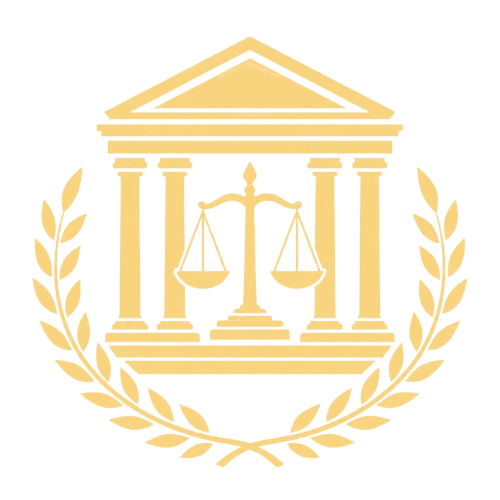 High Court practice icon with court building, scales and laurel wreath