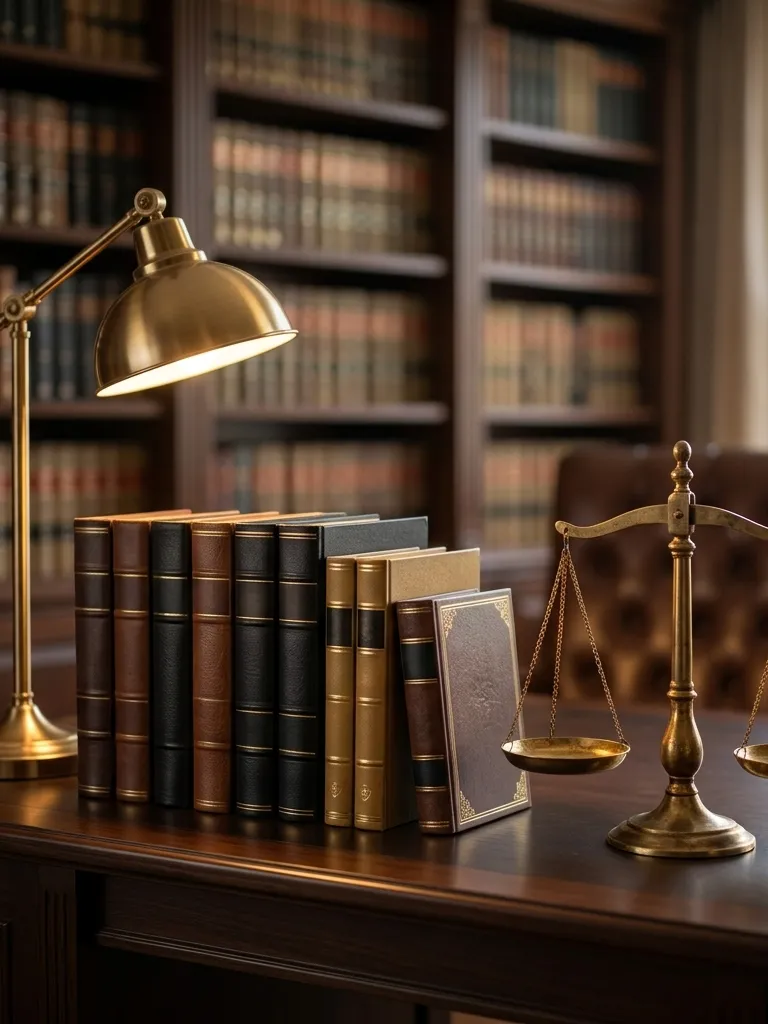 Law books and scales of justice representing EA Legal law firm in Bangalore